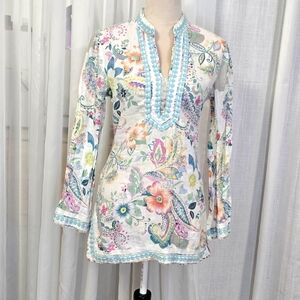 Malvin I Love‎ Linen Multicolor Floral Paisley Kimono Womens Sz S US 6